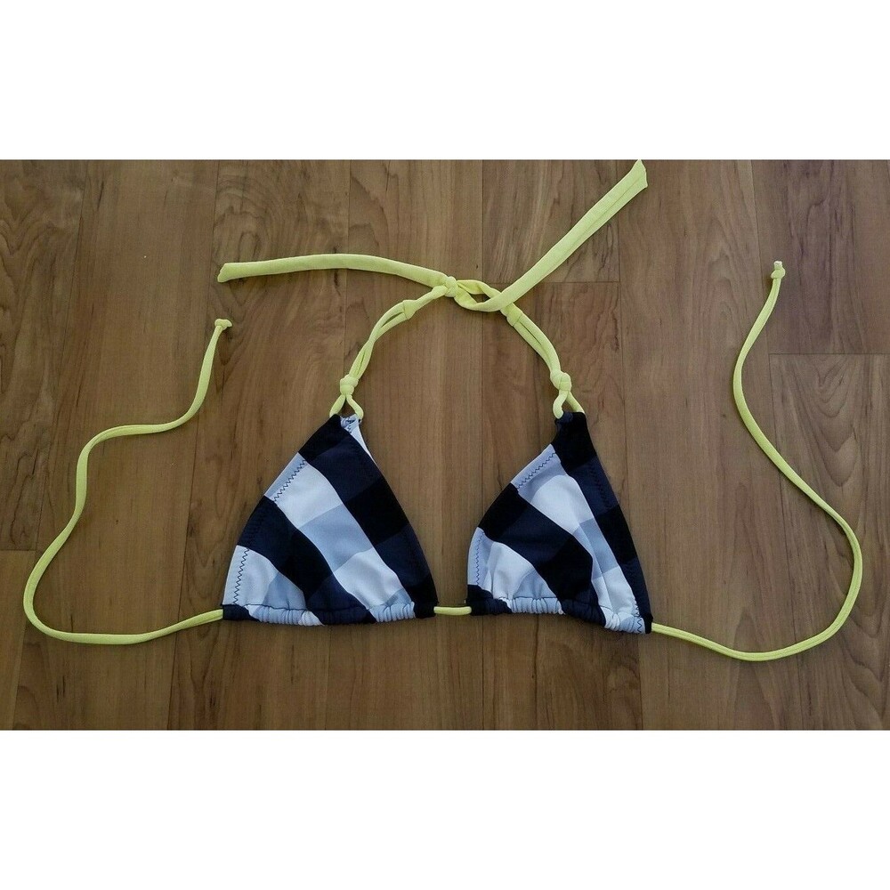 Aeropostale Junior's S Bikini Swimsuit Tri Top Double Knot Strap Neck Plaid